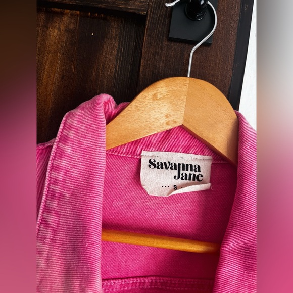 Savanna Jane Pink Cropped Denim Jacket With Rhinestone Detailing 🩷 - Picture 3 of 5